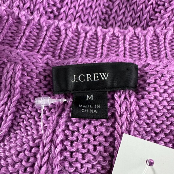 J. Crew Puff Sleeve Linen Sweater Womens Medium Purple Ribbed NWT FS-1369 - Picture 8 of 10